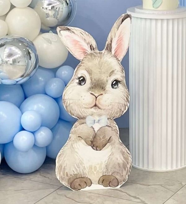 Boy Bunny Ears Up with Blue Bow Cutout